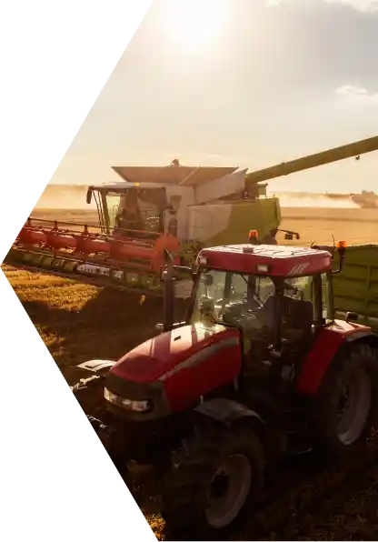 combine and tractor equipment working